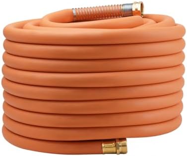 Wiseflow Garden Hose 100FT x 5/8", Heavy Duty Rubber Hose, Water Hose with Five Layered Braiding, Male Female Fittings, 1000PSI Burst, 300PSI Working for Yard, Car Wash, Pets (Orange) by Unknown