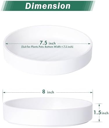 Phoenix Vine 8 Inch Plastic Plant Saucer Water Drip Tray, Heavy Sturdy Round Plant Drainage Tray for Indoors Outdoor, Set of 2, Matte White, 21-TY-8W-2 - Image 2