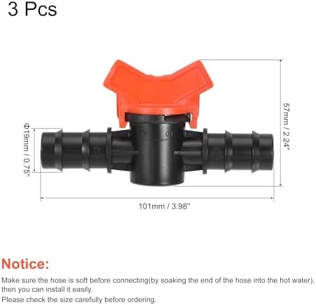 2/3/4Pcs Barbed Ball Valve 1/4" 16mm 19mm 25mm 19mmx16mm Barb Connector Shut Off Switch Plastic for Irrigation Drip Tube(19mm 3Pcs) - Image 2