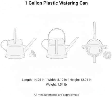 1 Gallon Plastic Watering Can with Long Spout & Dual Handles for Indoor Plants, Hanging Baskets - White, Yellow, Green, Gray - Image 7