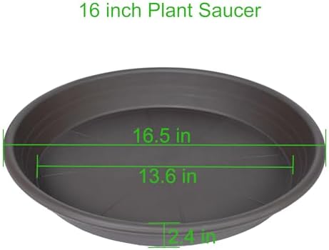 2 Pack of 16 inch Plant Saucer, Large Plant Tray, Heavy Sturdy Plant Drainage Tray for Indoors, Bird Bath Bowls, Sturdy 18 inch Plastic Pot Tray for Planter (Brown) - Image 2