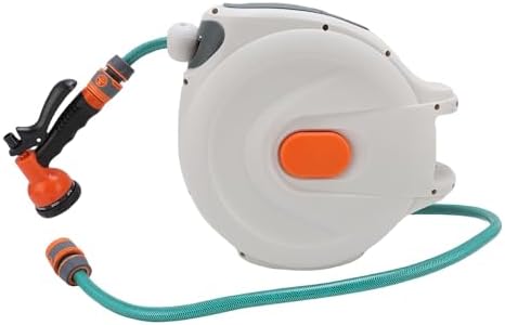 Garden Hose Reel Auto Rewind Retractable Any Length Lock Water Hose Reel with High Pressure Sprayer for Washing Car Cleaning Gardening Outdoor Use Plastic Material (10m) - Image 6