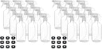 18 Pack Glass Spray Bottles, 16oz Empty Clear Boston Round Bottles Refillable Container with Trigger Sprayer for Cleaning Solutions, Essential Oils, Misting Plants by Suwimut