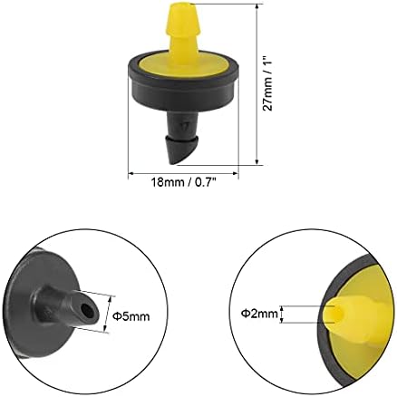 uxcell Pressure Compensating Dripper 5GPH 20L/H Emitter for Garden Lawn Drip Irrigation with Barbed Hose Connector Plastic Yellow 20pcs (Pack of 4) - Image 2