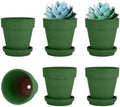 vensovo 4 Inch Small Green Terracotta Plant Pots with Saucer - 6 Pack Clay Flowerpots with Drainage, Great for Indoor Outdoor Plants, Crafts, Wedding Favor by vensovo