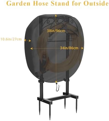 Water Hose Holder Cover for Outside, Onlyme Garden Hose Holder Cover for Outside Freestanding, Garden Hose Stand Cover, Black (Cover Only) - Image 7