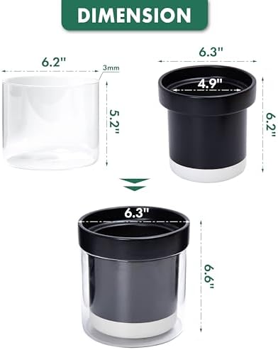 Phoenix Vine 6 Inch Self Watering Terracotta Planter, Black Terracotta Clay Pot with Glass Reservoir for Indoor Plants, Herbs, Flowers, Set of 1, 52-C-F-1 - Image 2