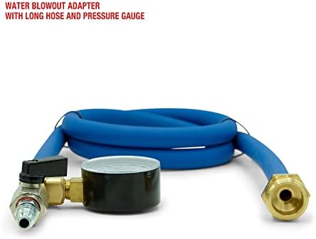 TOPRING Long Hose Air Compressor Water Blow Out Adapter with integrated Pressure Gauge. RV Winterizing Kit with male GHT connector (Blue) - Image 4