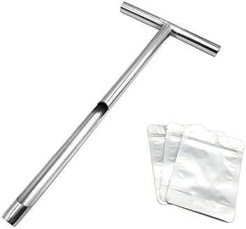 X·CELLENT Soil Probe, Soil Sample Probe 20 Inch with Reusable Soil Sampler Bags,Stainless Steel T-Style Handle Soil Test Kit, for Soil Sampling Plant Care/Agriculture/Garden/Farm(20”S/T-Style） by X%C2%B7CELLENT