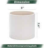 D'vine Dev Plastic Planter Pot with Saucer, 8 in, Oatmeal, 74-X-H-1 - Image 3