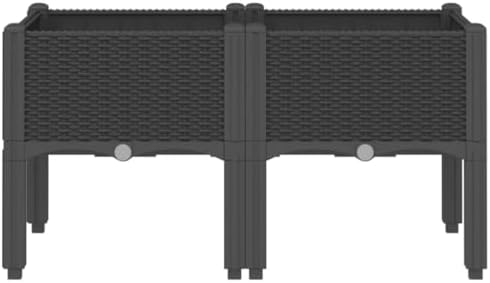 Black Garden Planter Box with Legs 31.5x15.7x16.5 Inch PP - Image 3
