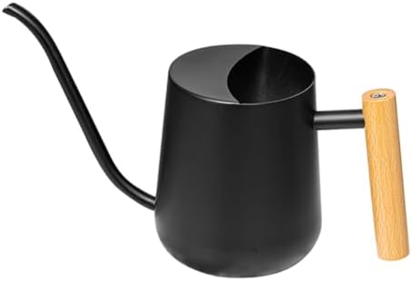 Stainless Steel Watering Can Black with Long Spout 1000ml by balacoo