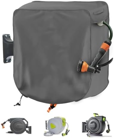 Garden Hose Reel Cover for Giraffe Tools AW40, Wall Mounted Hose Reel Protective Cover, Oxford Fabric Outdoor with Adjustable Drawstring,B Grey by KFGHSHJH