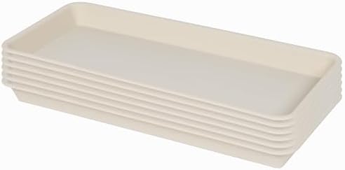 VUWEZ 4 Pack Plastic Plant Trays - Rectangular 17 18 inch, Indoor/Outdoor Plant Water Drip Trays for Flower Pot Planter, Windowsill (7.8 x 17.5'', Beige) by VUWEZ