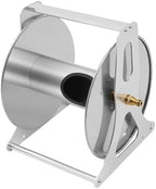 Stainless Steel Garden Hose Reel, Heavy-Duty Wall Mount or Free Standing Water Hose Storage Rack, 164FT Capacity, Durable Aluminum Alloy & Brass Construction, Easy Crank Handle for Yard, Garden, Lawn - Image 5
