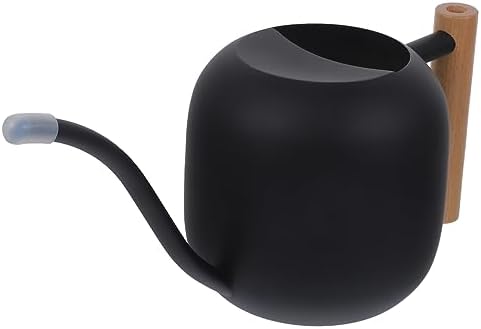 Plant Watering Can Black with Long Spout, Stainless Steel 1.2l by Mikikit