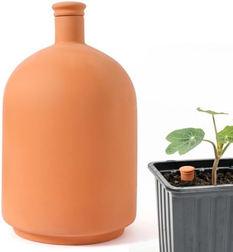 10*6in Ollas Clay Watering Pot with lid Terra Cotta Clay Irrigation Plant Watering Globes with Top Storage Pool Plant Corms for Irrigating Pots Plant Enthusiasts Terracotta Watering Spikes by EXQUAILTY