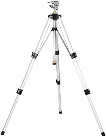 STYDDI Heavy Duty Impact Sprinkler on Tripod Base, Tall Metal Pulsating Telescoping Tripod Sprinkler for Large Area, Yard, Lawn, Garden, Waters up to 70 Ft. Diameter, Legs Extends Up to 36-inch by STYDDI