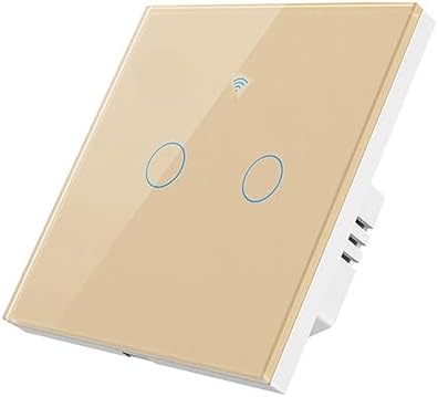 WiFi Smart Life Wall Light Switch EU&US Glass Touch Panel Voice Wireless Remote Control by Voice Control EU Gold 2GANG by Unknown