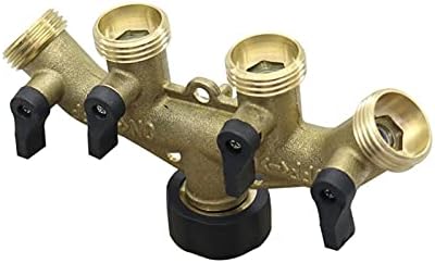Garden Plumbing Adapter 3/4" Threaded Brass American/European Valved Four-Way Distributor Garden Irrigation Watering Fitting Faucet Connector (Color : European Standard) - Image 5