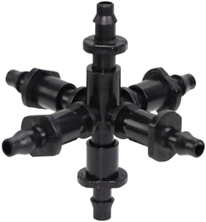 4/7MM 6-Way Garden Water Connector for Micro Tubing 1/4'' Hose Water Splitters Micro Irrigation Coupling Adaptor Barbed(5 PCS) by Unknown