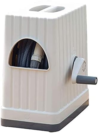 Resin Outdoor Water Pipe Car Wash Water Gun, Hidden Hose with Cover, Durable Hose Storage Reel with Crank, Waterproof Connection Cover,White,20 Meters (65.6ft) by Unknown