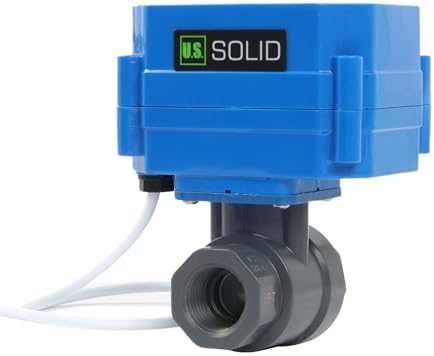 U.S. Solid 1/2 in UPVC Motorized Ball Valve, 9-24 V AC/DC, 2-Wire Auto Return, Normally Closed, Standard Port 13.5 mm Bore, IP65 by USSolid