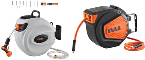 VEVOR Retractable Hose Reel, 65 ft x 5/8 inch, 180° Swivel Bracket Wall-Mounted & Retractable Air Hose Reel, 3/8 IN x 50 FT Hybrid Air Hose Max 300PSI by Unknown