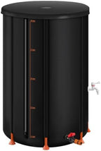 100 Gallon Rain Barrel, Collapsible Rainwater Collection Barrel, Portable Water Storage Tank with Spigot & Overflow Kit, 1000D PVC Rainwater Harvesting Tank for Garden, Lawn & Outdoor Use, Black by DESIGNSCAPE3D