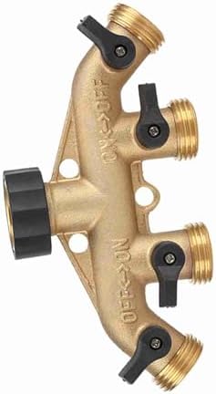 Jiawu Brass 4 Way Hose Pipe Splitter, 3/4 Inch Garden Tap Connector with ShutOff Valves, Durable Proof Irrigation Splitter for Watering Flowerbeds, Lawns, Vegetables & (#2) - Image 7