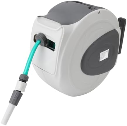 Retractable Garden Hose Reel, 65.6 Feet 1/2 Inch Hose, Any Length Lock, Automatic Rewind Swivel Bracket, Hose Reel - Image 5