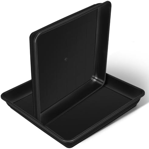 Abaodam 2 Pack Square Plant Saucer Tray 16 inch, Heavy Duty Plastic Square Plant Saucers for Indoors Outdoor, Flower Planter Drip Trays for Pots, Seed Starting, Seedling Growing by Abaodam
