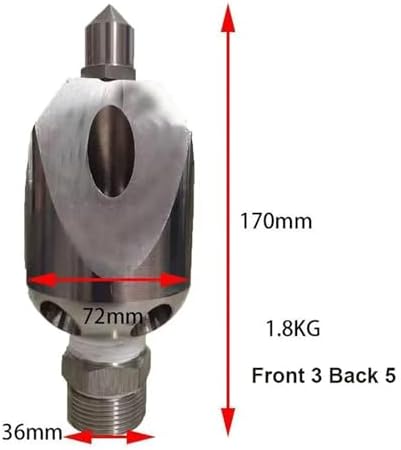 Dredging Sewer Cleaning Spray Nozzle, High Pressure 1.8kg Stainless Steel Sewer Drain Cleaning Puncture Jetter Head(1.8kg 1inch 135L) - Image 3