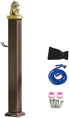 Freestanding Garden Water Column, Stainless Steel Inner Tube, Hose Holder, Frost-Proof Outdoor Faucet, Vertical Square Water Column(114cm/44.9in) by Unknown