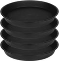4 Pack of 18 19 inch Plant Saucer Drip Tray, Heavy Duty Large Deep Plant Saucers for Pots, Bath Baths Bowl, Plastic Flower Planter Water Trays for Indoors Outdoor (19", Black) by Bleuhome