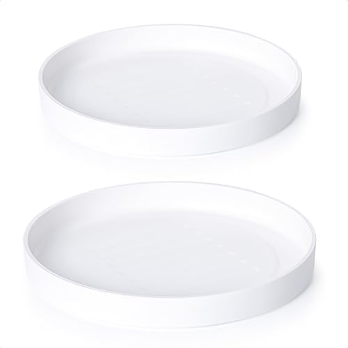 Phoenix Vine 12 Inch Plastic Plant Saucer Water Drip Tray, Heavy Sturdy Round Plant Drainage Tray for Indoors Outdoor, Set of 2, Matte White, 21-TY-12W-2 by Phoenix+Vine