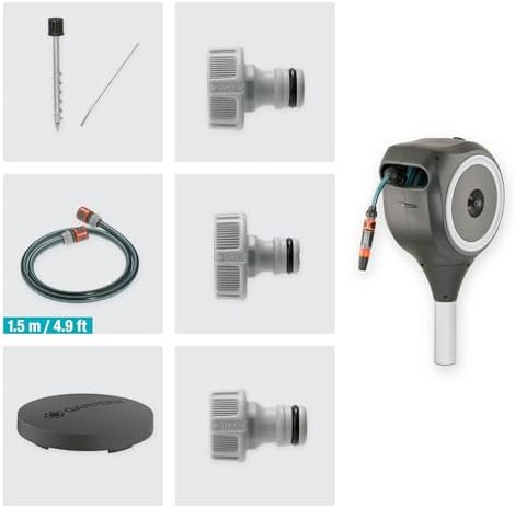 Gardena Garden Hose Box Rollup S (White) 15 m: Swivel Hose Box, Integral Hose Guide, Including 15 m Gardena Hose, mounting Rod and mounting kit (18606-20) - Image 5