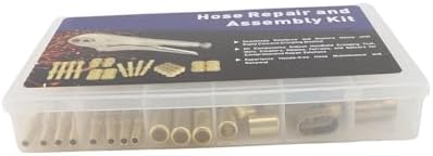 Qinlorgo 49pcs Hose Repair Assembly Kit for Welding Workers Fixing Leaking Air Pipes,Fits 3/16-1/4in Id Hoses,B Size Brass Fittings with Crimper,Portable Transparent Storage Box - Image 3