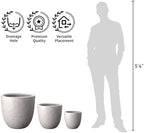 Kante Set of 3 CON Gray Concrete Bowl Planters 18" 14" 10" Dia - Image 7