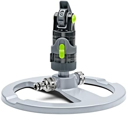 Impact Sprinklers for Yard, Garden, and Large Areas - Rotating Pulsating Lawn Sprinkler with Adjustable 360 Degree Rotating Head, 4 Spray Patterns, and Heavy Duty Metal Base by Kings County Tools by KingsCountyTools