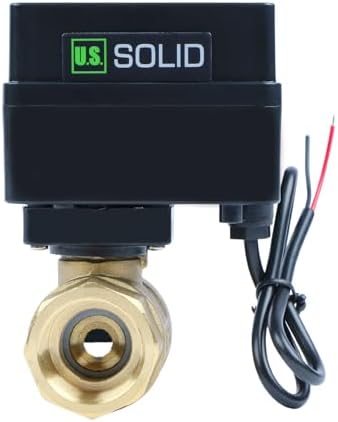U.S. Solid Motorized Ball Valve- 3/4" Brass Ball Valve with Full Port, 9-36V AC/DC, 2 Wire Auto Return Setup, Normally Closed (N/C) by USSolid