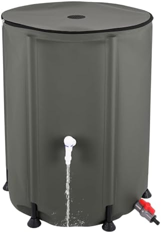 Doppy 53 Gallon Collapsible Rain Barrel, Portable PVC Rainwater Collection Barrel with Spigot & Overflow Kit, Rainwater Collection System for Gutter Rainwater by Doppy