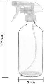 18 Pack Glass Spray Bottles, 16oz Empty Clear Boston Round Bottles Refillable Container with Trigger Sprayer for Cleaning Solutions, Essential Oils, Misting Plants - Image 2