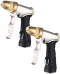 2 Pcs Heavy Duty Metal Garden Hose Nozzle with Adjustable Patterns, High Pressure Sprayer for Watering Plants Car Washing Pet Showering (2Pcs) by Unknown