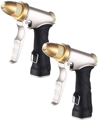 2 Pcs Heavy Duty Metal Garden Hose Nozzle with Adjustable Patterns, High Pressure Sprayer for Watering Plants Car Washing Pet Showering (2Pcs) by Unknown