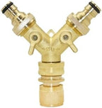 Garden Tap Splitter Brass Garden Hose Splitter 2 Way Tap Y Type Watering Connector Garden Tap for Outdoor Faucet for Outdoor (D) by Unknown