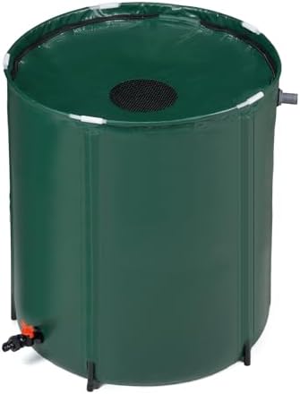 VINGLI 66 Gallon Collapsible Rain Barrel, Portable Water Storage Tank, Rainwater Collection System Downspout, Water Catcher Container with Filter Spigot Overflow Kit by VINGLI
