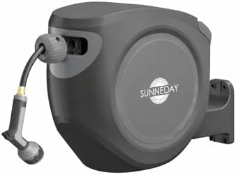 Sunneday SW-30B 100ft Retractable Hose Reel 5/8 | Automatic Retractable w/Wall Mount | Easy to Assemble Reel w/Flexible Swivel Mount by SUNNEDAY