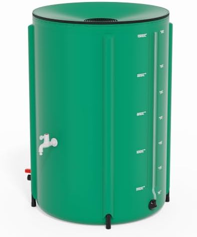 VINGLI Collapsible Rain Barrel Portable Rain Water Collection (Green, 100 Gal w/Scale Line) by VINGLI