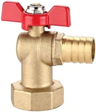 Heavy-Wall Brass Angle Ball Valve for Fire Hose Reels, 1” Male/Female Thread with Barbed Outlet, High-Flow(Internal Thread) by Unknown